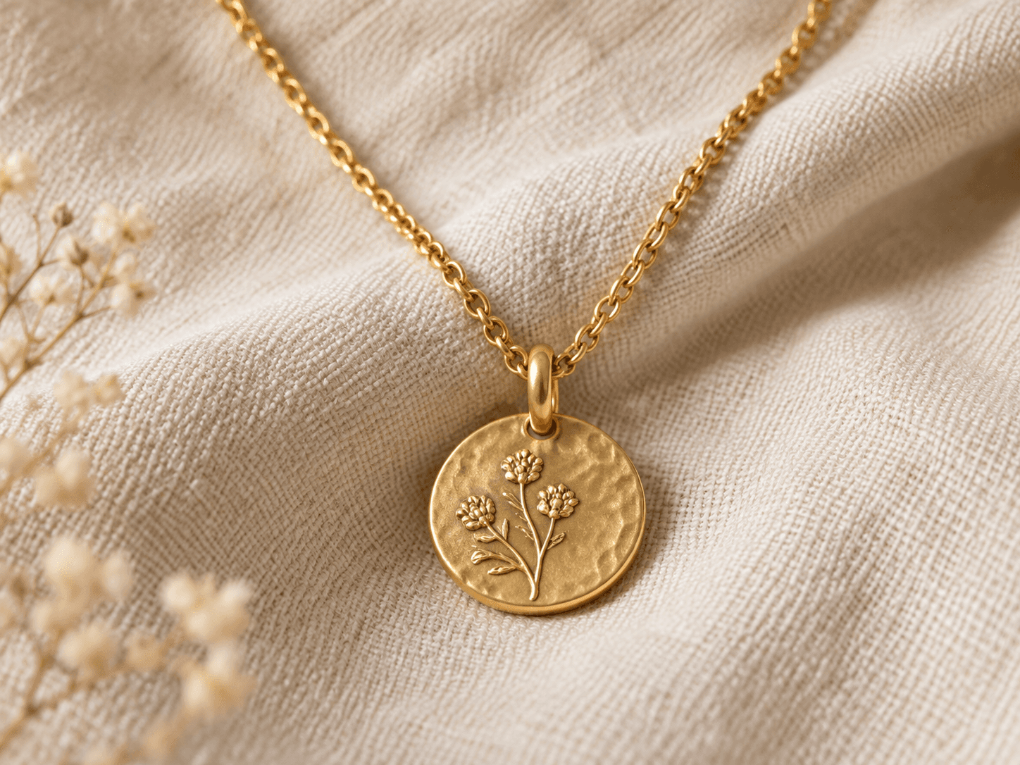 Delicate handmade jewelry displayed in a neutral studio setting